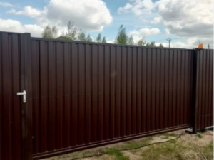 Механические откатные ворота 4000х17500 коричневые