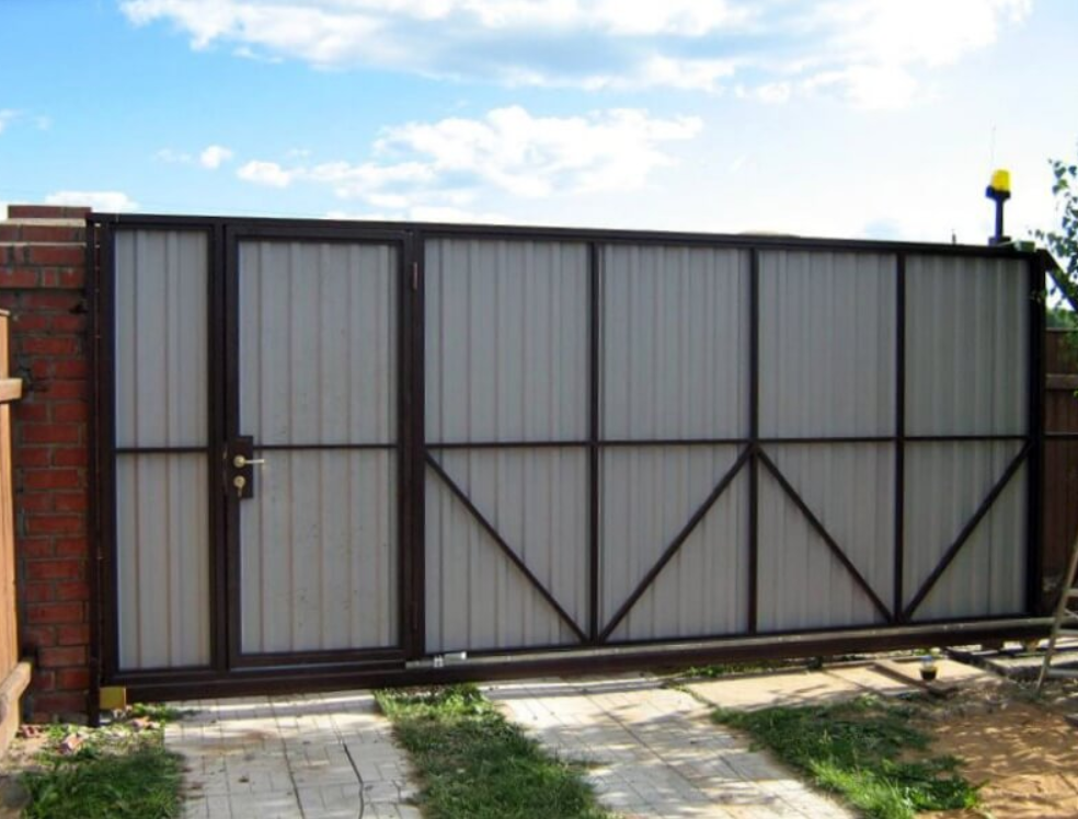 Откатные ворота на винтовых сваях 4000х2200